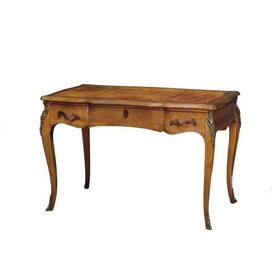 路易十五风格硬木拼花鎏金铜饰烫羊皮面办公案