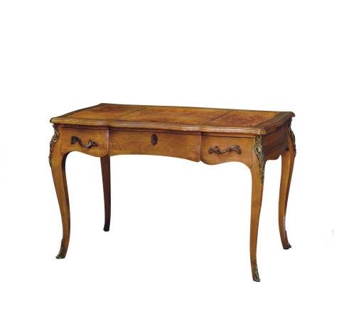 路易十五风格硬木拼花鎏金铜饰烫羊皮面办公案 商品图0