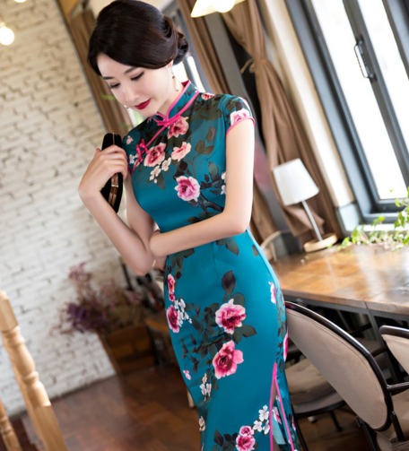 c 3935 新款加长短款旗袍