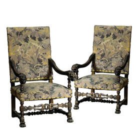 亨利二世风格核桃木对椅