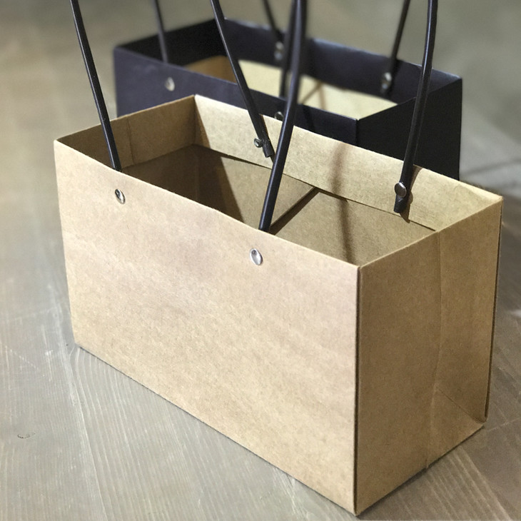 【沪花团购】简约风长方形牛品纸手提篮 100个起订发货