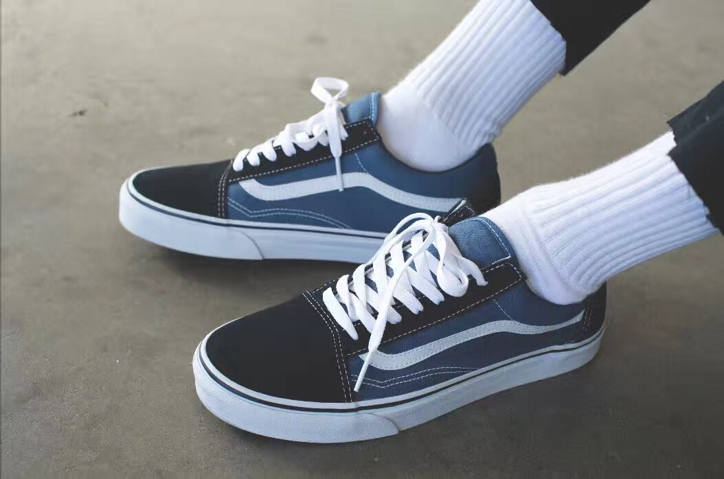 vans/old skool海军蓝万斯男鞋经典款低帮帆布鞋学生运动休闲滑板女鞋