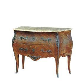 路易十五风格鎏金铜饰大理石面抽屉柜