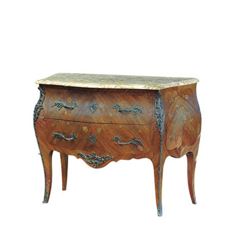 路易十五风格鎏金铜饰大理石面抽屉柜 商品图0