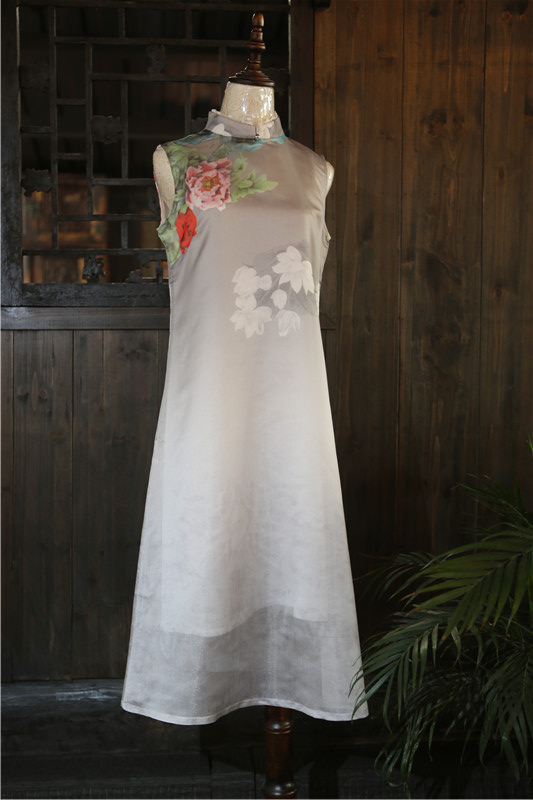 山谷居民品牌时尚中式连衣裙——清影