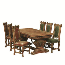 意大利文艺复兴风格延伸桌以及核桃木椅（6把）