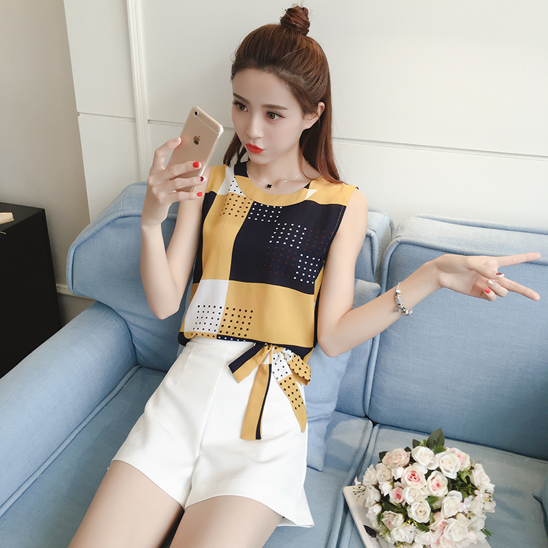 套装女夏时尚2017夏季新款套裤小清新甜美短裤百搭短衣时尚气质潮 v8