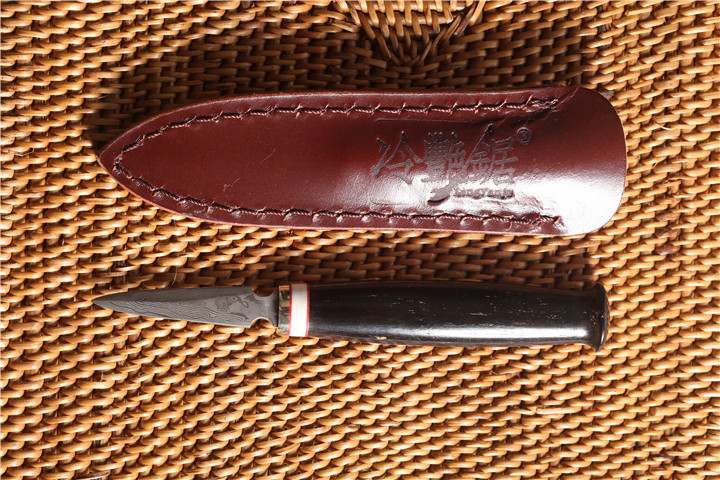 【工坊制造】冷艳锯玲珑茶刀(大马士革钢 黑檀)