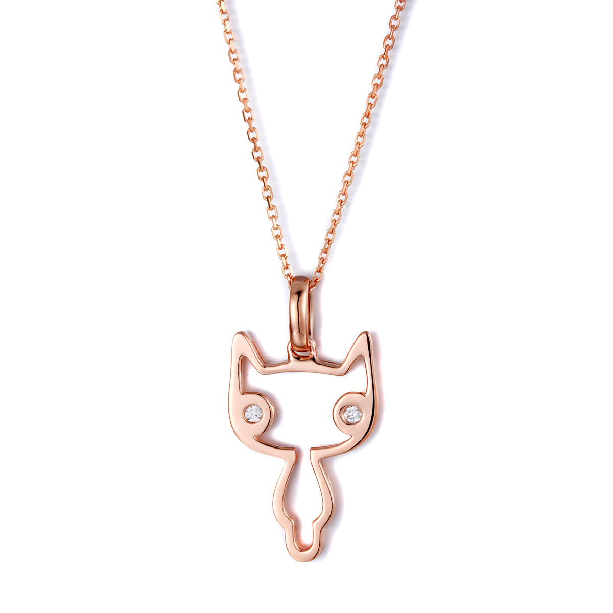 设计猫 more 首饰 创意猫咪锁骨项链钻石吊坠气质女 可爱猫咪项链