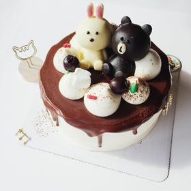 line主题蛋糕【布朗熊&Baby兔】（6寸、8寸、10寸）
