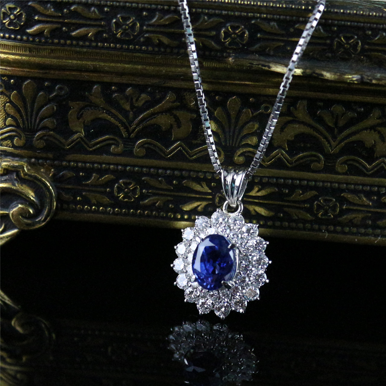 天然无烧蓝宝石项链坠