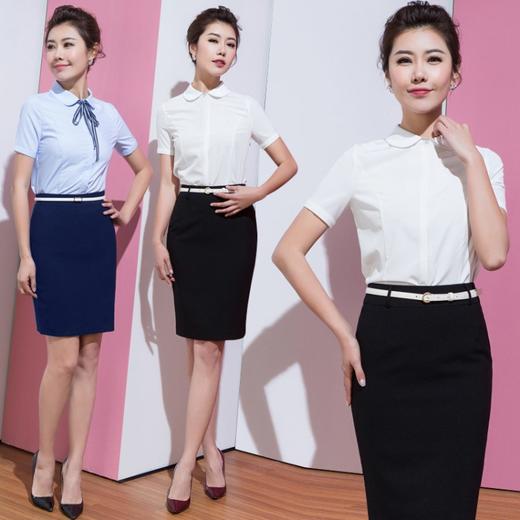职业装女装套装套裙OL韩版女士正装女短袖小香风衬衫女前台工作服 商品图0