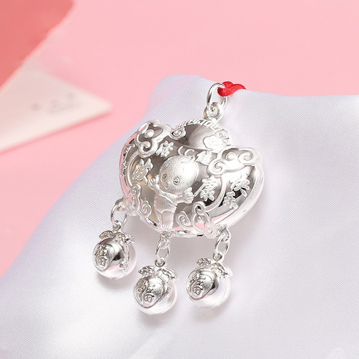 【送247积分】足银999银锁 活泼可爱健康快乐锁足银999长命锁