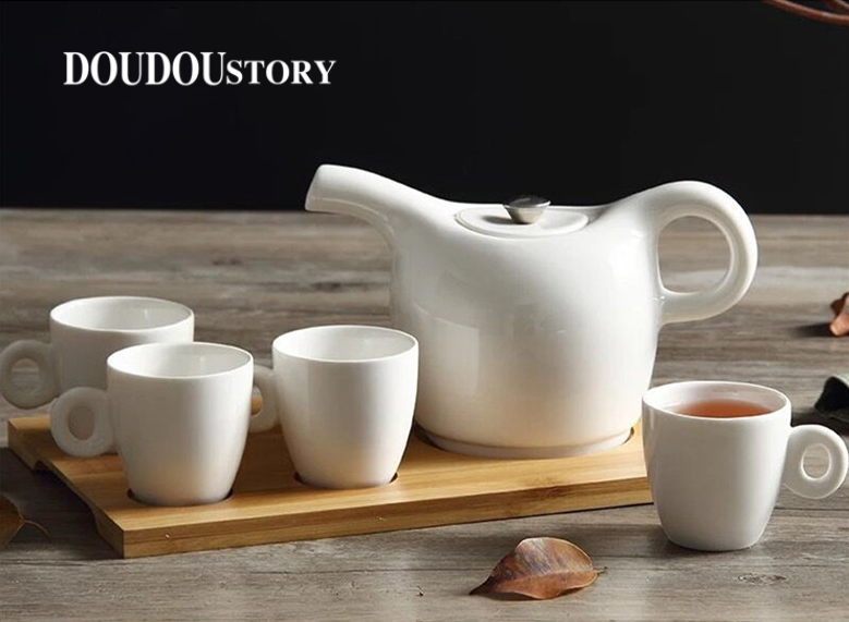 DOUDOU HOME简约家用白瓷日式茶具套装带托盘170220005