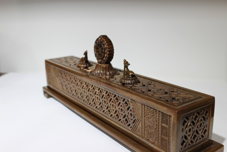 藏传佛教 密宗香炉 铜制卧香炉 线香 香炉 26cm