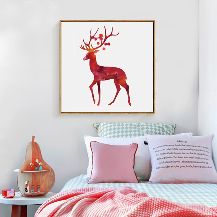 北欧简约创意麋鹿装饰挂画b006