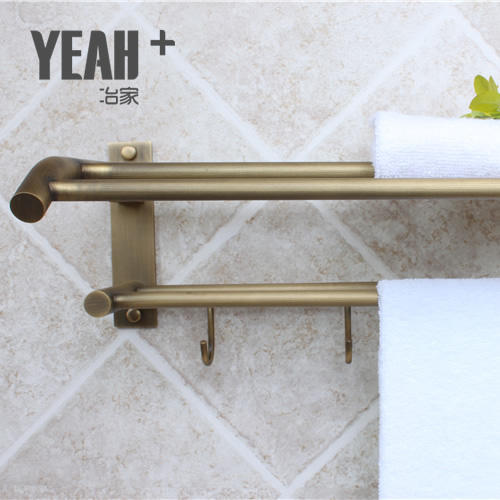 冶家全铜复古折叠浴巾架  带5衣钩，哑光复古铜色 商品图1