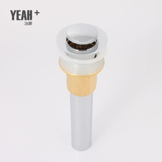 冶家弹跳台盆下水器，有孔无孔可选，银色铜镀铬 商品图1