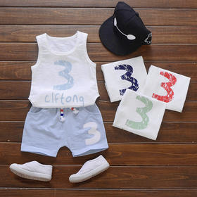 【套装】夏季儿童背心套装 纯棉儿童无袖韩版两件套1-2-3-4岁