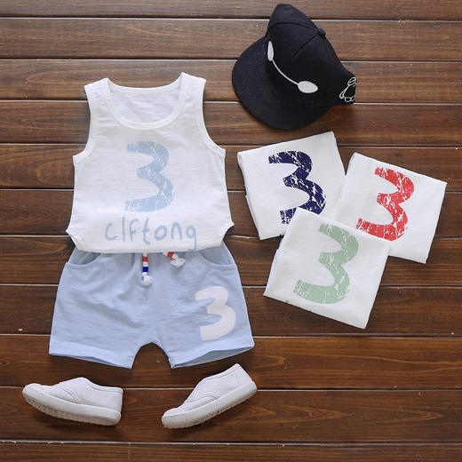 【套装】夏季儿童背心套装 纯棉儿童无袖韩版两件套1-2-3-4岁 商品图0