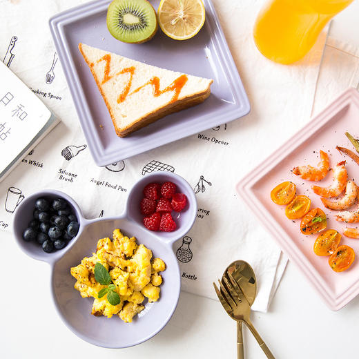 摩登主妇 西式彩色方形炻瓷盘 家用菜盘鱼盘 冷菜盘 色釉蛋糕盘1 商品图3