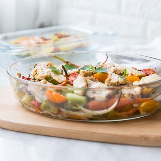 摩登主妇 钢化玻璃烤盘加热盘 微波炉烤箱盘 家用焗饭菜盘水果盘1 商品图1