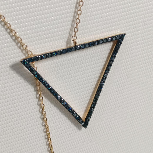 「三角」几何蓝宝石玫瑰金项链 商品图1