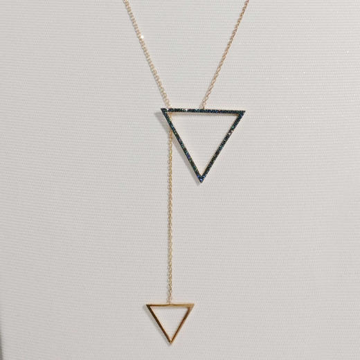 「三角」几何蓝宝石玫瑰金项链 商品图0