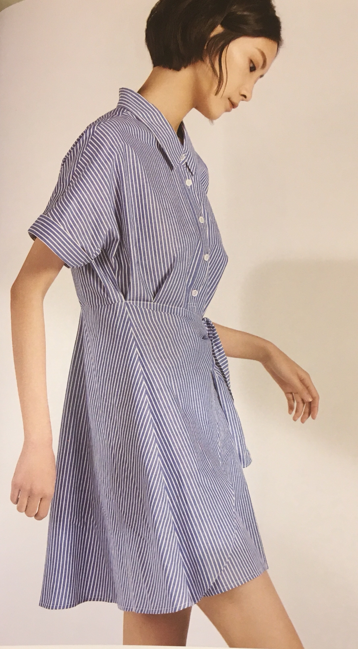 泰富百货 4楼mind bridge 17秋女式条纹系带宽松连衣裙