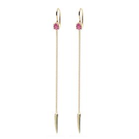 北京仓｜Wouters & Hendrix-Hook Ruby-红宝石 18K黄金 耳环［比利时设计师］