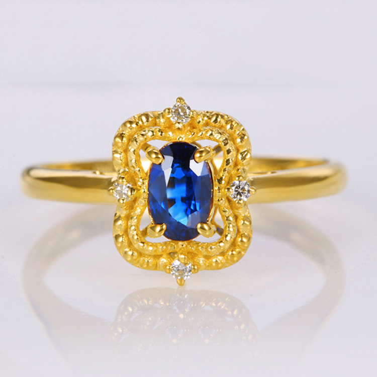 蓝宝石戒指 女 18k金图片