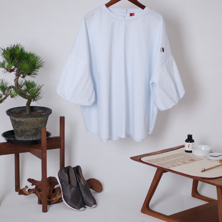 衣糊【菖蒲】小立领贯头花苞袖短衫 现货