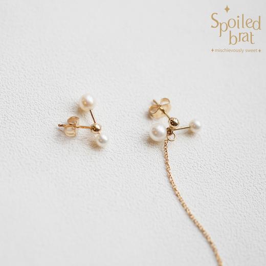 SpoiledBart Jewelry 14K注金 天然珍珠 小哑铃耳骨夹 商品图4