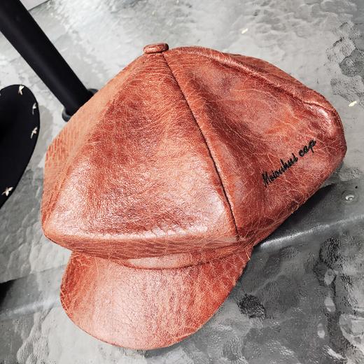 新款秋冬 仿皮绣字六角帽