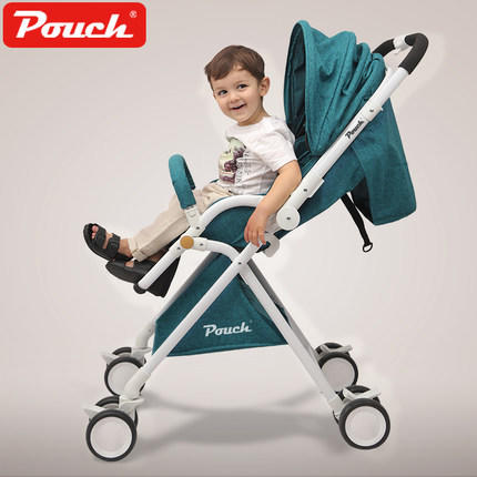 pouch婴儿推车超轻便携高景观可坐可躺避震伞车折叠宝宝婴儿车A06 商品图0