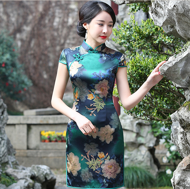 bjs8754香云花桑蚕丝旗袍