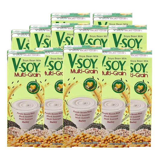泰国进口 绿宝v-soy杂谷豆乳饮料 杂粮豆奶豆浆营养早餐200ml*4