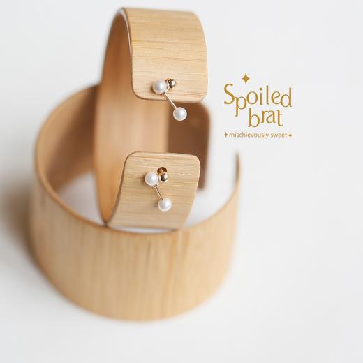 SpoiledBart Jewelry 14K注金 天然珍珠 大小哑铃 百搭耳钉 商品图4