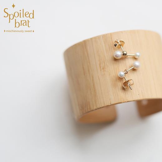 SpoiledBart Jewelry 14K注金 天然珍珠 大小哑铃 百搭耳钉 商品图2