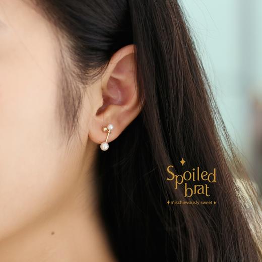 SpoiledBart Jewelry 14K注金 天然珍珠 大小哑铃 百搭耳钉 商品图5
