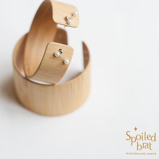 SpoiledBart Jewelry 14K注金 天然珍珠 大小哑铃 百搭耳钉 商品图3