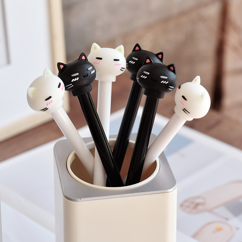 三年二班 可爱猫咪中性笔创意卡通0.5mm黑色水笔针管笔学生文具