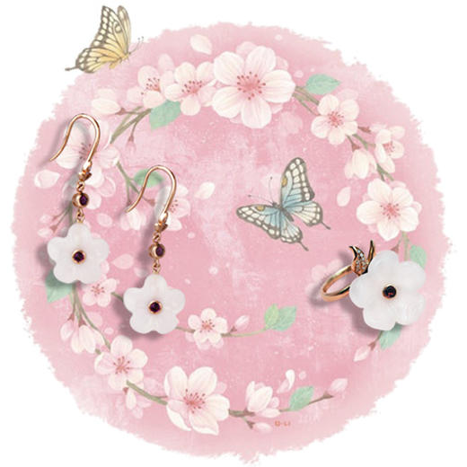 18k玫瑰金和田玉（白玉）镶钻戒指--三生三世（戒指圈口请备注留言） 商品图5