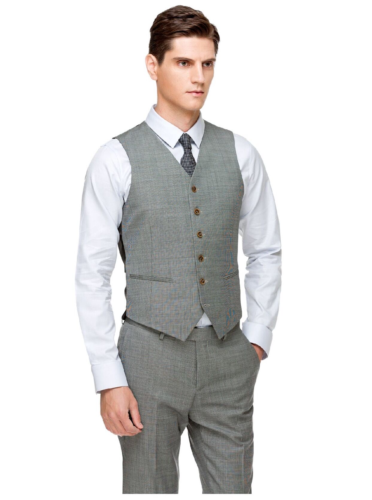 vbc维达莱灰色单排扣马甲