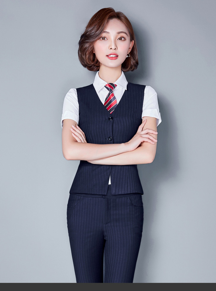 2019夏季新款职业套装女短袖银行工作服制服正装马甲ol套装裙工装