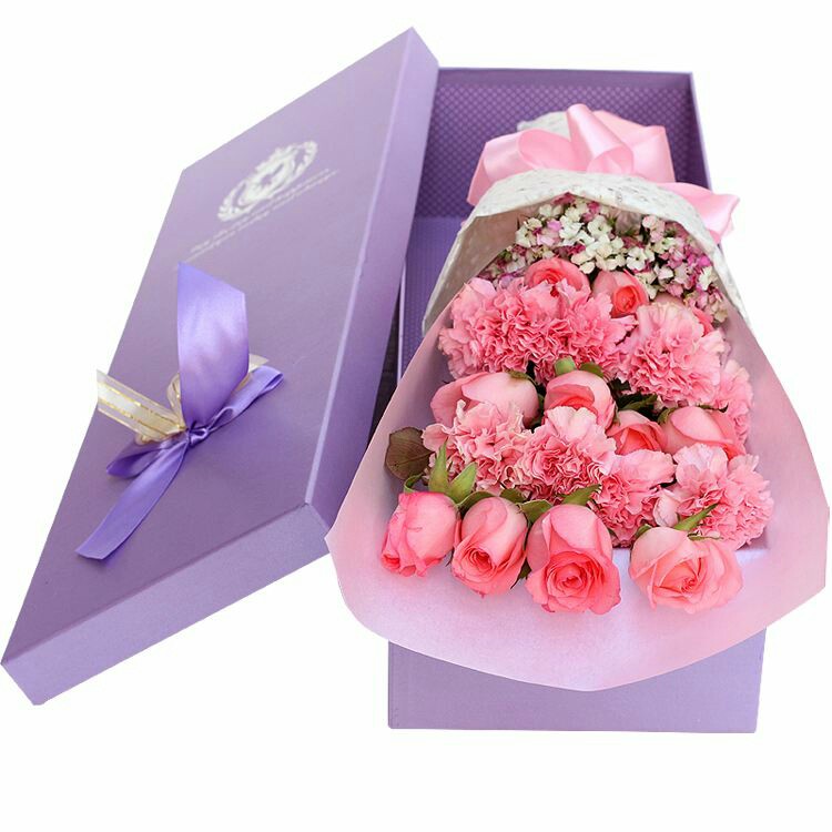 康乃馨配玫瑰礼盒装