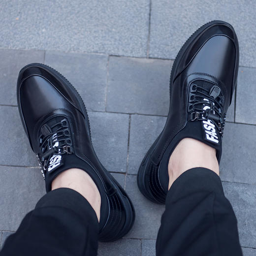 舒乐高秋冬季隐形内增高男鞋8cm增高鞋男10cm百搭韩版休闲真皮鞋 商品图2