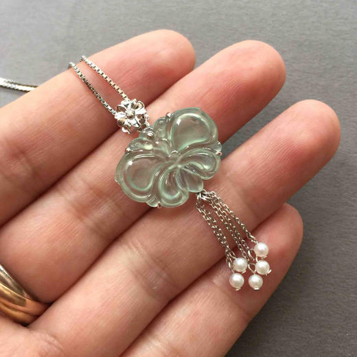 翡翠高冰到玻璃种蓝水蝴蝶吊坠 商品图5