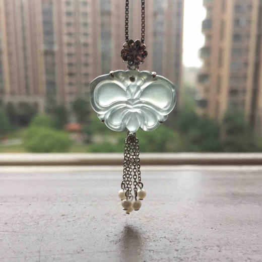 翡翠高冰到玻璃种蓝水蝴蝶吊坠 商品图8