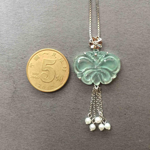 翡翠高冰到玻璃种蓝水蝴蝶吊坠 商品图3